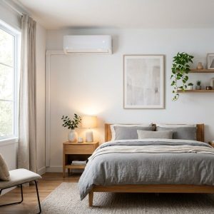 Máy lạnh treo tường lắp đặt gọn gàng, ống đồng được bọc ốp