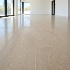Sàn gạch vừa ốp lát hoàn thiện, đường ron thẳng đều