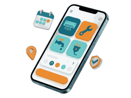 Minh họa đặt lịch thợ sửa nhà online trên điện thoại