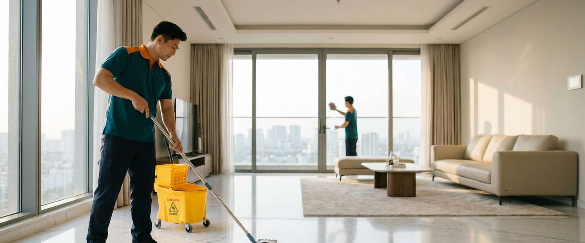 Nhân viên vệ sinh nhà cửa sau xây dựng tại TP.HCM