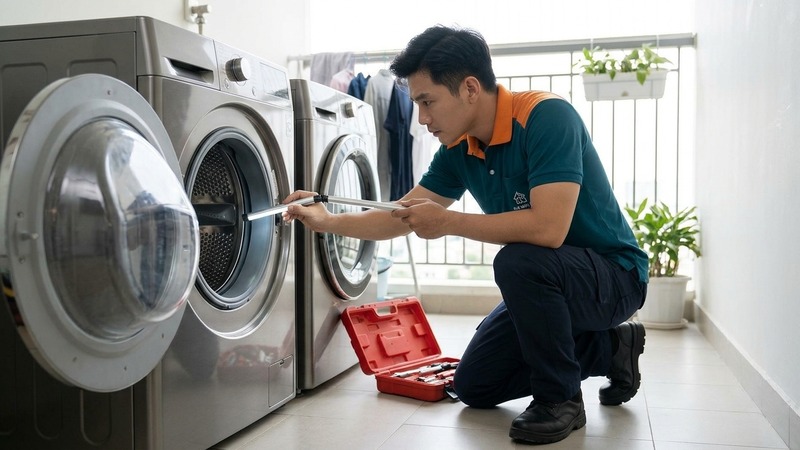 Thợ sửa máy giặt cửa trước tại nhà ở TP.HCM