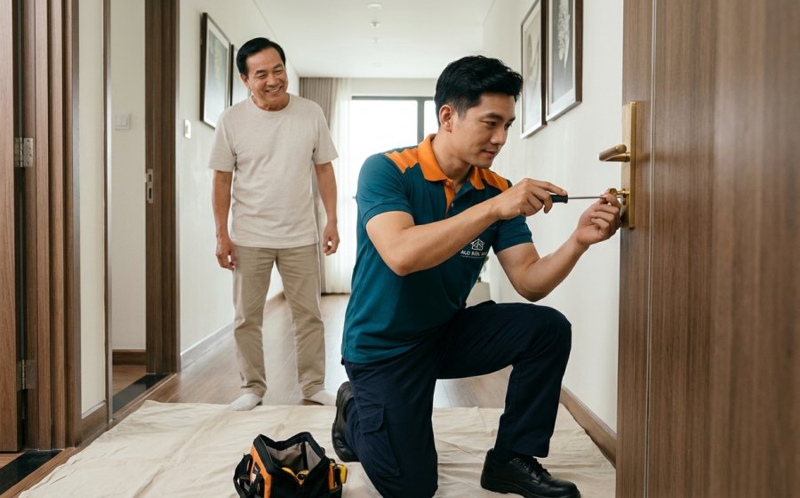 Thợ Sửa Nhà làm việc cẩn thận tại nhà khách hàng