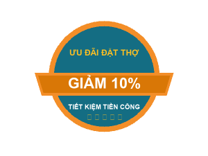 Huy hiệu ưu đãi tiền công giảm 10% khi đặt thợ sửa nhà trực tuyến