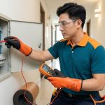 Thợ điện kiểm tra CB nhảy và chập điện trong nhà an toàn